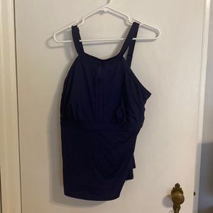 Lands end DDD cup navy keyhole tankini top